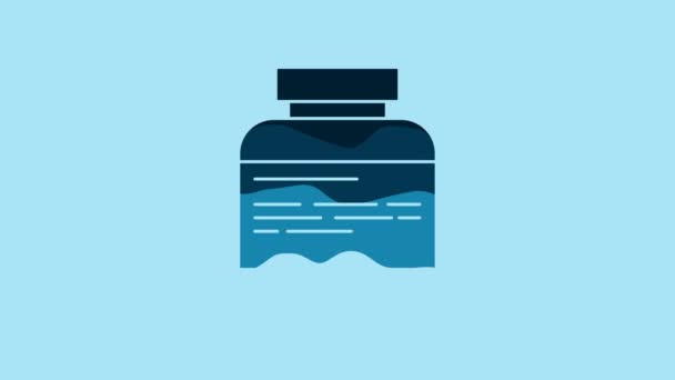 Blue Medicine Bottle Pills Icon Isolated Blue Background Medical Drug — ストック動画