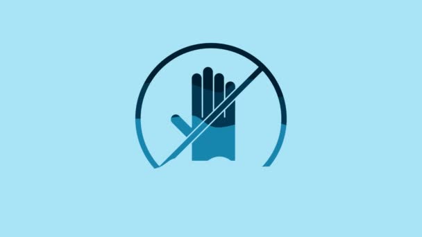 Blue Handshake Icon Isolated Blue Background Handshake Virus Prevention Concept — Αρχείο Βίντεο