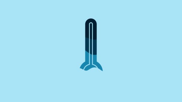 Блакитний Медичний Термометр Ікони Медичного Обстеження Ізольований Синьому Фоні Відеографічна — стокове відео