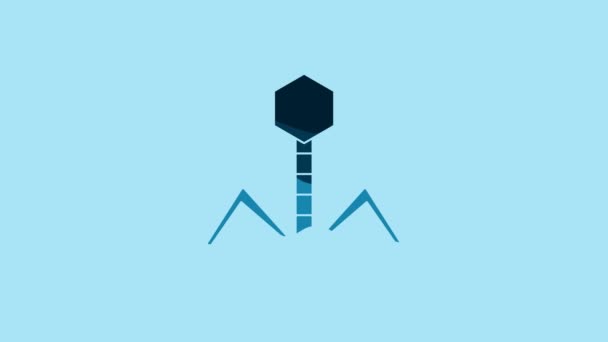 Blue Bacteria Bacteriophage Icon Isolated Blue Background Bacterial Infection Sign — Stock videók