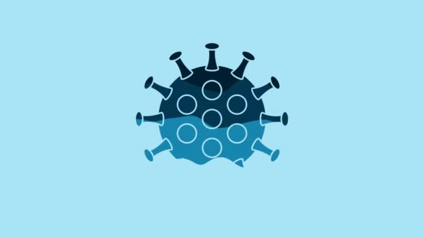 Blue Virus Icon Isolated Blue Background Corona Virus 2019 Ncov — Stok video