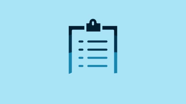 Blue Clipboard Checklist Icon Isolated Blue Background Control List Symbol — Vídeos de Stock