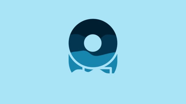Blue Toilet Paper Roll Icon Isolated Blue Background Video Motion — Stockvideo