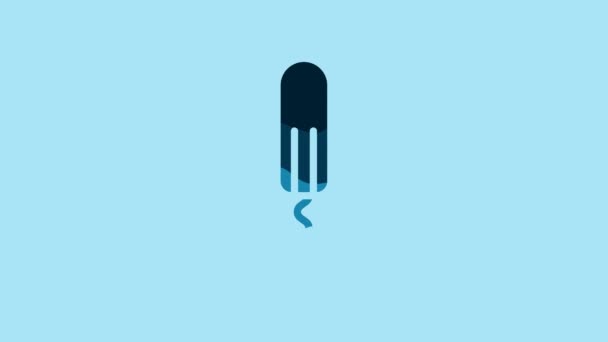 Blue Menstruation Sanitary Tampon Icon Isolated Blue Background Feminine Hygiene — Stok video