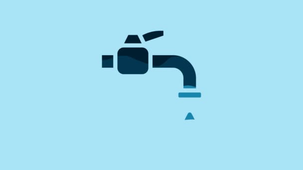 Blue Water Tap Icon Isolated Blue Background Video Motion Graphic — Vídeo de Stock