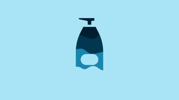 Blue Bottle Liquid Antibacterial Soap Dispenser Icon Isolated Blue Background — Wideo stockowe