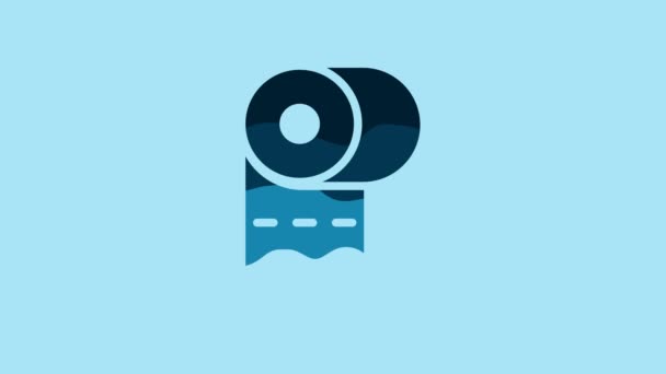 Blue Toilet Paper Roll Icon Isolated Blue Background Video Motion — Video