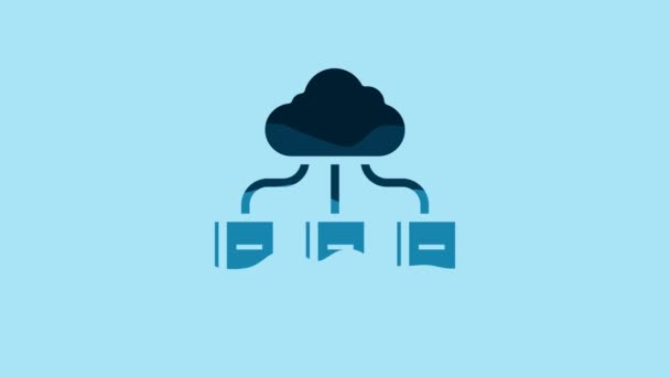 Blue Cloud Online Library Icon Isolated Blue Background Internet Education — Vídeo de Stock