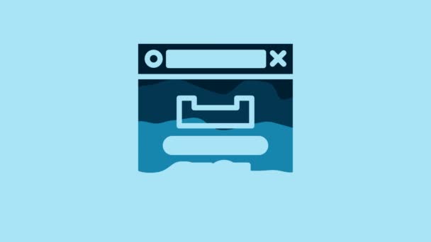 Blue Browser Window Icon Isolated Blue Background Video Motion Graphic — 图库视频影像