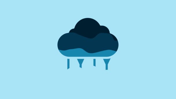 Blue Network Cloud Connection Icon Isolated Blue Background Social Technology — Wideo stockowe