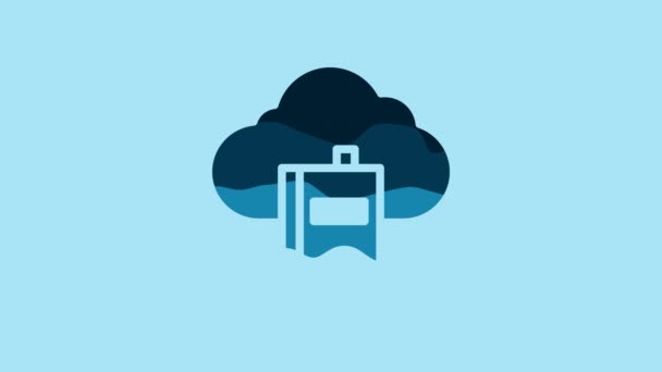 Blue Cloud Online Library Icon Isolated Blue Background Internet Education — Αρχείο Βίντεο