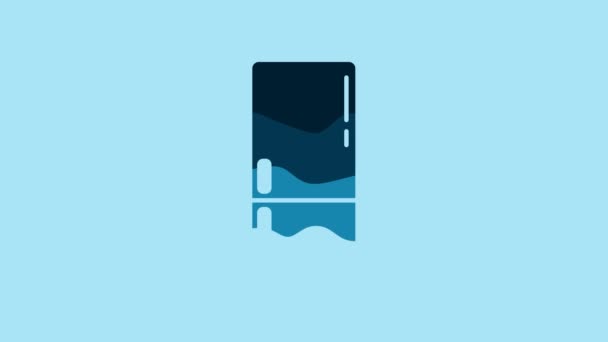 Синій Холодильник Ізольовано Синьому Фоні Холодильник Холодильник Побутова Техніка Техніка — стокове відео
