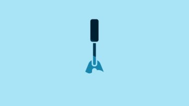 Blue Spatula icon isolated on blue background. Kitchen spatula icon. BBQ spatula sign. Barbecue and grill tool. 4K Video motion graphic animation.