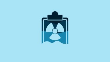 Blue Radiation warning document icon isolated on blue background. Text file. 4K Video motion graphic animation.