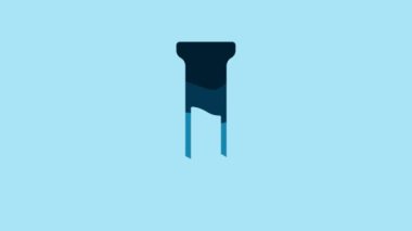 Blue Test tube and flask icon isolated on blue background. Chemical laboratory test. Laboratory glassware. 4K Video motion graphic animation.