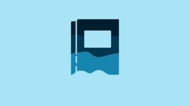 Blue Book icon isolated on blue background. 4K Video motion graphic animation.