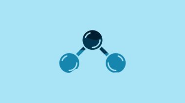Blue Molecule icon isolated on blue background. Structure of molecules in chemistry, science teachers innovative educational poster. 4K Video motion graphic animation.