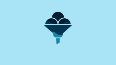 Blue Ice cream in the bowl icon isolated on blue background. Sweet symbol. 4K Video motion graphic animation.