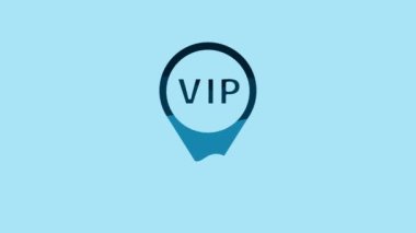 Blue Location Vip icon isolated on blue background. 4K Video motion graphic animation.