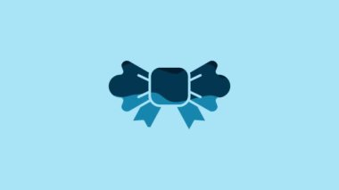 Blue Bow tie icon isolated on blue background. 4K Video motion graphic animation.