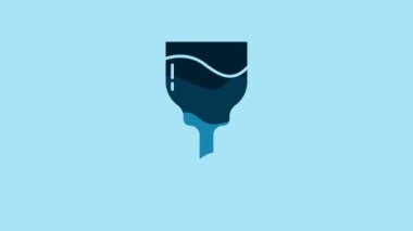 Blue Wine glass icon isolated on blue background. Wineglass icon. Goblet symbol. Glassware sign. Happy Easter. 4K Video motion graphic animation.