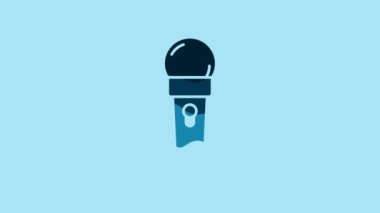 Blue Microphone icon isolated on blue background. On air radio mic microphone. Speaker sign. 4K Video motion graphic animation.