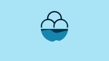 Blue Ice cream in the bowl icon isolated on blue background. Sweet symbol. 4K Video motion graphic animation.