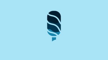 Blue Ice cream icon isolated on blue background. Sweet symbol. 4K Video motion graphic animation.