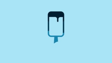 Blue Ice cream icon isolated on blue background. Sweet symbol. 4K Video motion graphic animation.