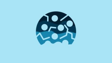 Blue Cookie or biscuit with chocolate icon isolated on blue background. 4K Video motion graphic animation.