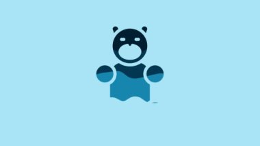 Blue Jelly bear candy icon isolated on blue background. 4K Video motion graphic animation.