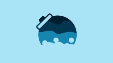 Blue Glass jar with candies inside icon isolated on blue background. 4K Video motion graphic animation.