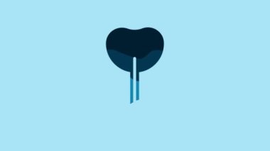 Blue Lollipop icon isolated on blue background. Food, delicious symbol. 4K Video motion graphic animation.