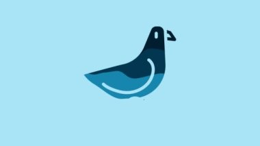 Blue Dove icon isolated on blue background. 4K Video motion graphic animation.