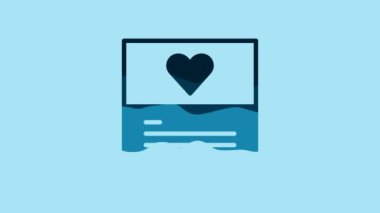 Blue Greeting card icon isolated on blue background. Celebration poster template for invitation or greeting card. 4K Video motion graphic animation.