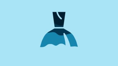Blue Woman dress icon isolated on blue background. Clothes sign. 4K Video motion graphic animation.