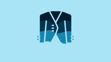 Blue Suit icon isolated on blue background. Tuxedo. Wedding suits with necktie. 4K Video motion graphic animation.