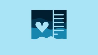 Blue Postcard with heart icon isolated on blue background. Message love. Letter love and romance. 4K Video motion graphic animation.