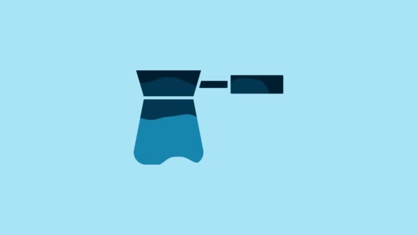 Blue Coffee Turk Icon Isolated Blue Background Video Motion Graphic — Vídeo de stock