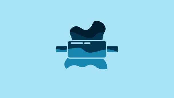 Blue Rolling Pin Dough Icon Isolated Blue Background Video Motion — 비디오