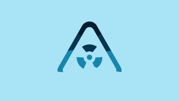 Blue Triangle Sign Radiation Symbol Icon Isolated Blue Background Video — Vídeos de Stock