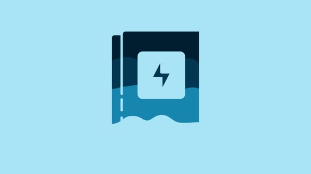 Blue Electrical Panel Icon Isolated Blue Background Video Motion Graphic — стоковое видео