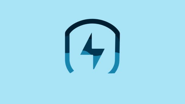 Blue Secure Shield Lightning Icon Isolated Blue Background Security Safety — Stockvideo