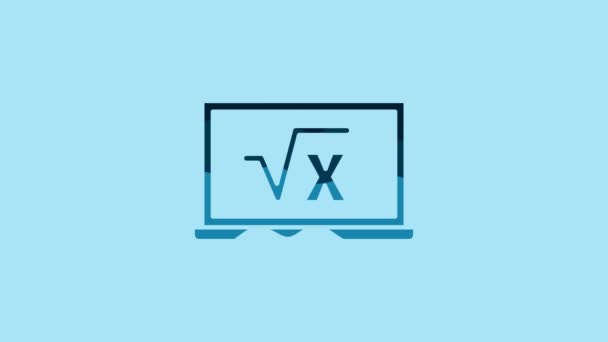 Blue Square Root Glyph Chalkboard Icon Isolated Blue Background Mathematical — Video Stock