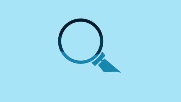 Blue Magnifying Glass Icon Isolated Blue Background Search Focus Zoom — Video