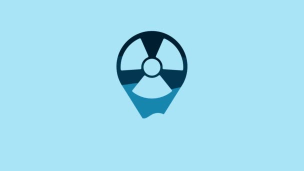 Blue Radioactive Location Icon Isolated Blue Background Radioactive Toxic Symbol — Stockvideo