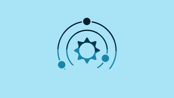 Blue Solar System Icon Isolated Blue Background Planets Revolve Star — Vídeos de Stock