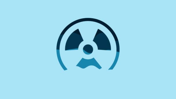 Blue Radioactive Icon Isolated Blue Background Radioactive Toxic Symbol Radiation — Vídeos de Stock