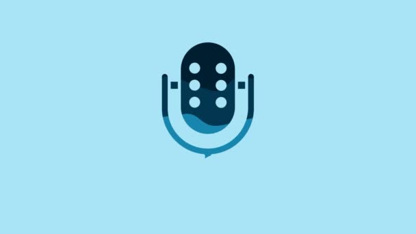 Blue Microphone Icon Isolated Blue Background Air Radio Mic Microphone — Stock video