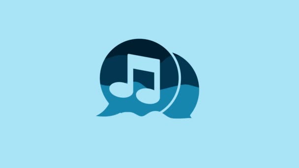 Blue Musical Note Speech Bubble Icon Isolated Blue Background Music — Stockvideo